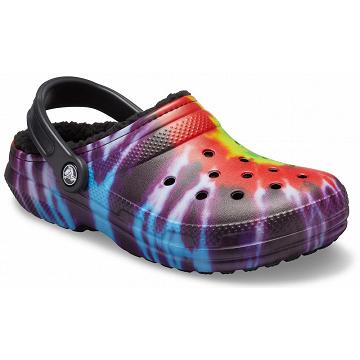 Zuecos Crocs Classic Forro Tie-Dye Hombre Negros | Mexico 0814ILHS